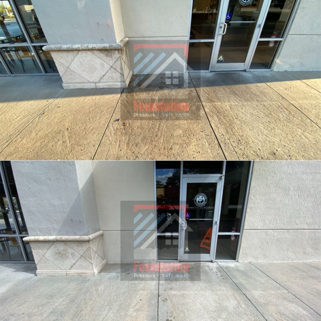 Before and after commercial by Foundation Pressure & Soft Wash